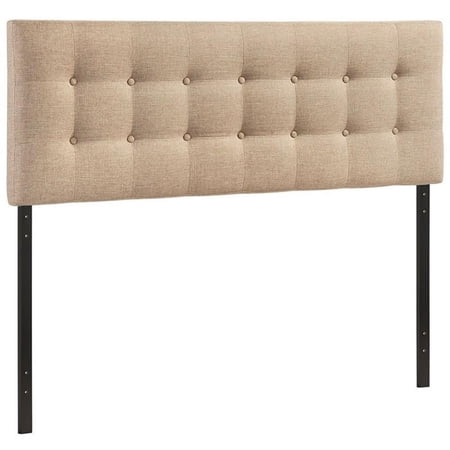 Modern Fabric Upholstered Full Panel Headboard in Beige