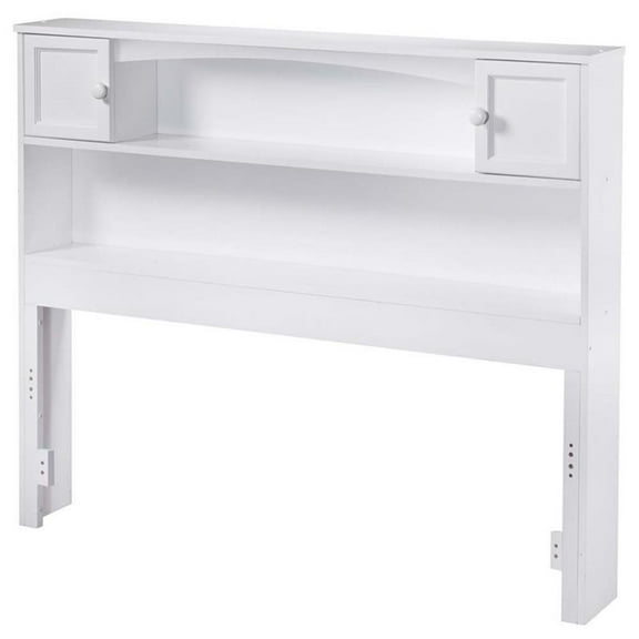 Modern Solid Hardwood Full Bookcase Headboard in White