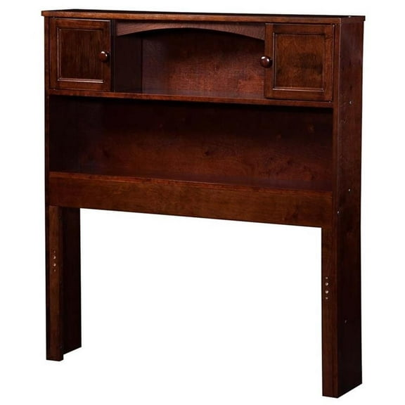 Modern Solid Hardwood Twin Bookcase Headboard in Walnut