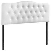 Modern Vinyl Full Tufted Panel Headboard in White