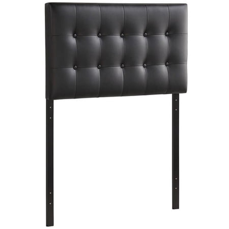 Rosebery Kids Vinyl Black Headboard Twin Elegant Tufted Button 52.5"H x 39"W x 3.5"D