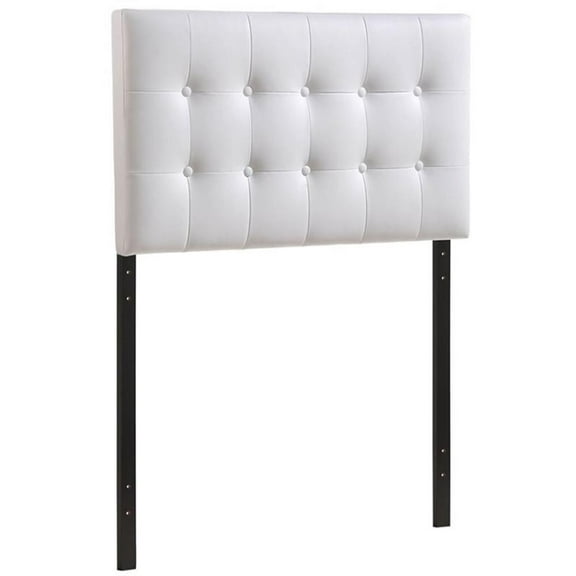 Modern Vinyl Twin Panel Headboard with Wood Frame in White