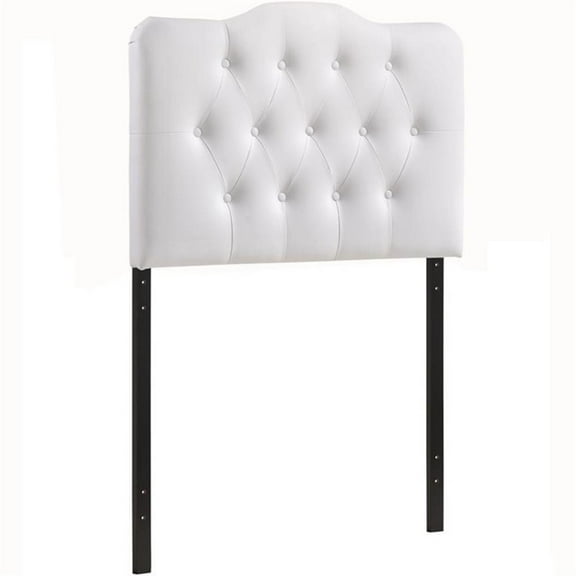 Modern Vinyl Twin Tufted Panel Headboard with Wood Frame in White