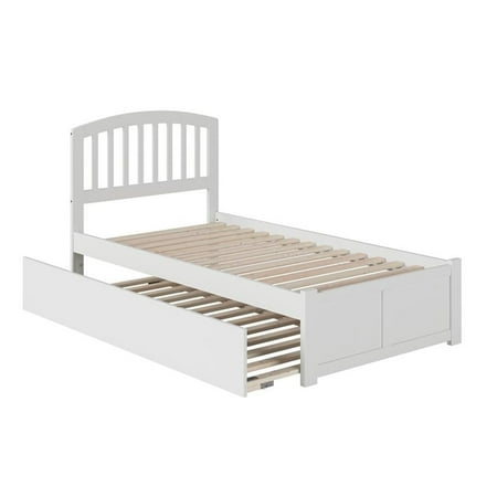 Solid Wood Twin Platform Bed with Twin Trundle in White