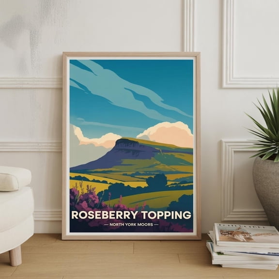 Roseberry Topping North York Moors Landscape Poster, National Park Hiking Decor , Poster Print Only