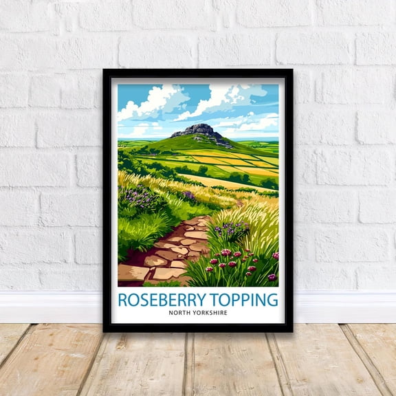 Roseberry Topping North Yorkshire Travel Poster Wall Decor Wall Art Roseberry Topping Landscape Wall Hanging Home Décor Yorkshire Gift Art, Poster Only