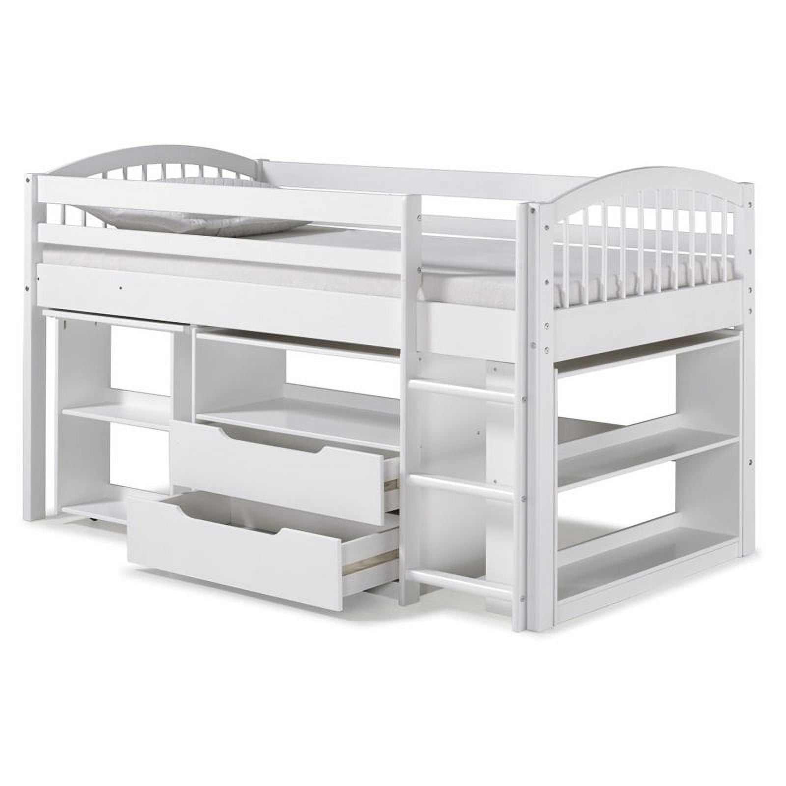 Rosebery Kids Junior Loft Bed with Storage Drawers Bookshelf and Desk
