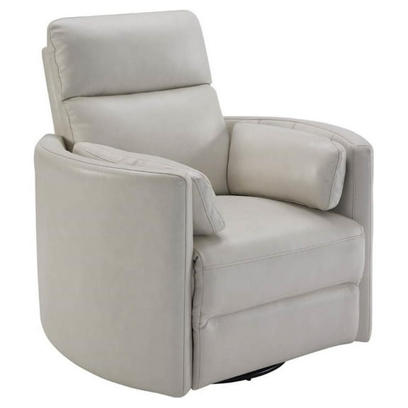 Rosebery Kids Leather Power Cordless Swivel Glider Recliner in Ivory