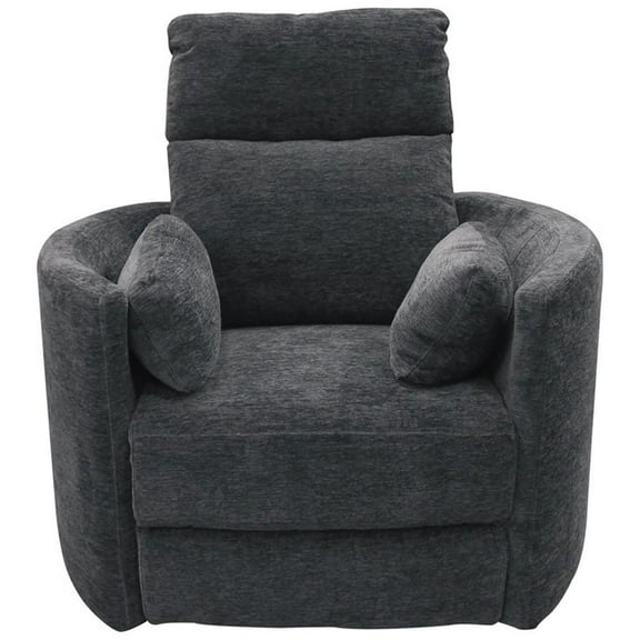 Rosebery Kids Polyester Fabric Power Swivel Glider Recliner in Black