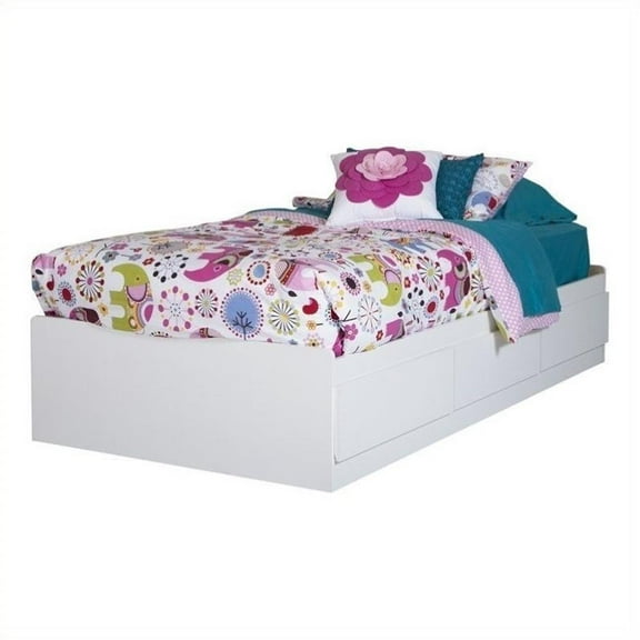 Contemporary Twin Mates Bed with 3 Drawers in Pure White