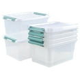 Rosebloom 20 Quart Plastic Storage Bin with Latching Lid, Clear