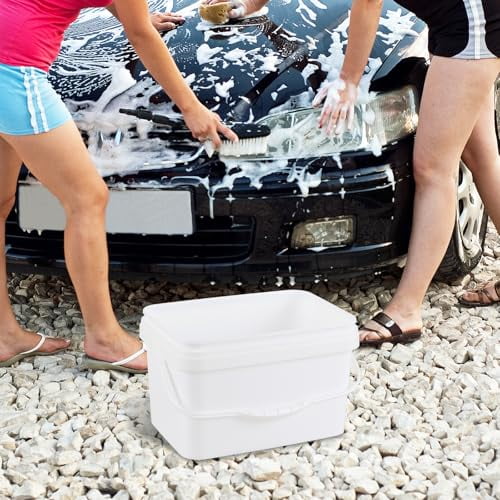 Rosebloom 3 Gallon White Square Food Grade Bucket Pail, Rectangular ...