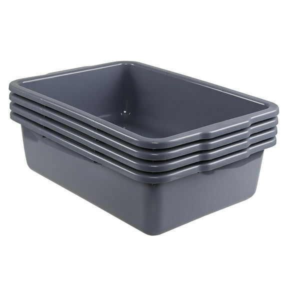 Rosebloom 35 L Plastic Commercial Bus Tub, Gray Plastic Large Bus Box, 4 Packs