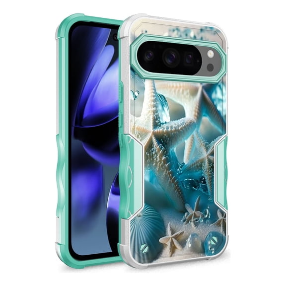 Rosebono Compatible With Google Pixel 10 / Pixel 10 Pro Case, Hybrid Dual Layer Graphic Design Pattern Heavy Duty Protection Case For Google Pixel 10 / Pixel 10 Pro (Starfish)