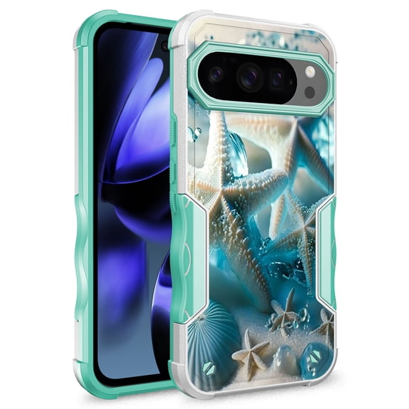 Rosebono Compatible With Google Pixel 10 Pro XL Case, Hybrid Dual Layer Graphic Design Pattern Heavy Duty Protection Case For Google Pixel 10 Pro XL (Starfish)