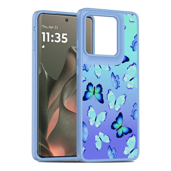 Rosebono Compatible With Motorola Edge 2025 Case, Graphic Design Translucent Matte Gradient Transparent Soft TPU Skin Cover Protection Case (Butterfly)