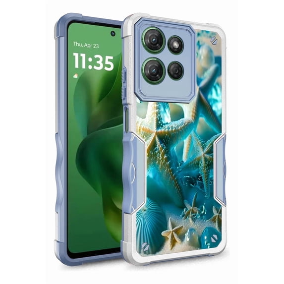 Rosebono Compatible With Motorola Edge 2025 Case, Hybrid Dual Layer Graphic Design Pattern Heavy Duty Protection Case For Motorola Edge 2025 (Starfish)