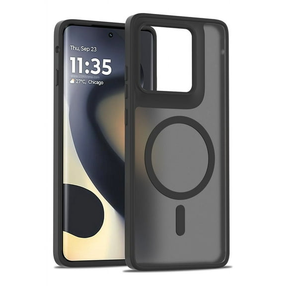 Rosebono Compatible With Motorola Moto Edge 2025 Case, Compatible with MagSafe Hybrid Gradient Transparent Soft TPU Clear Skin Cover Protection Case (Black)