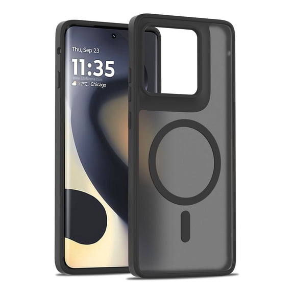 Rosebono Compatible With Motorola Moto Edge 2025 Case, Compatible with MagSafe Hybrid Gradient Transparent Soft TPU Clear Skin Cover Protection Case (Black)