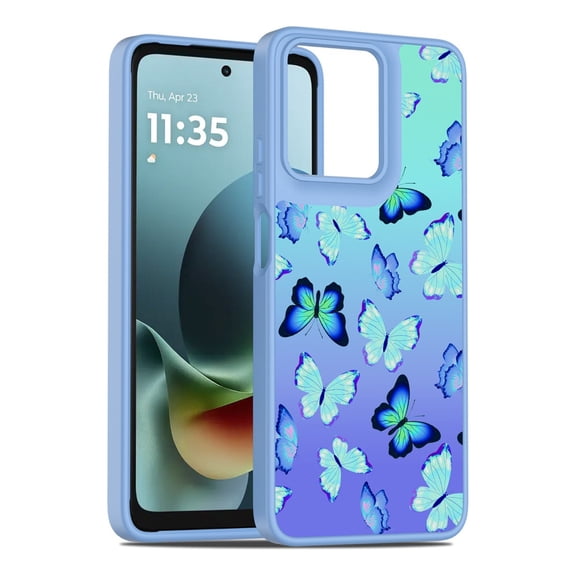 Rosebono Compatible With Motorola Moto G 2025 / Moto G Play 2026 Case, Graphic Design Translucent Matte Gradient Transparent Soft TPU Skin Cover Protection Case (Butterfly)