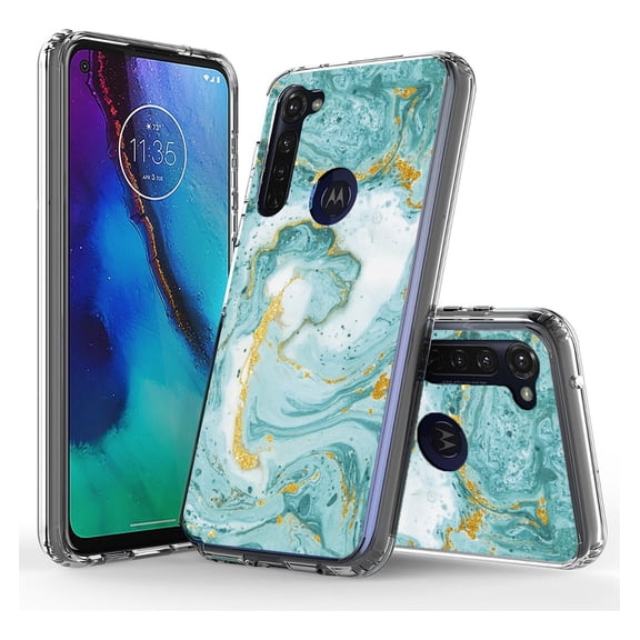 Rosebono Compatible With Motorola Moto G Fast Case, Bling Glitter Sparkle Laser Green Marble Graphic Fashion Cute Colorful Skin Cover Shockproof Case for Motorola Moto G Fast