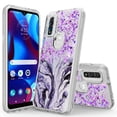 thumbnail image 1 of Rosebono Compatible With Motorola Moto G Play 2023 / Moto G Pure / Moto G Power 2022 Case, Hybrid Bling Glitter Sparkle Epoxy Graphic Marble Colorful Silicone Skin Cover Armor Case (Purple), 1 of 5