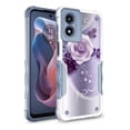 thumbnail image 1 of Rosebono Compatible With Motorola Moto G Play 2024 Case, Hybrid Dual Layer Graphic Design Pattern Heavy Duty Protection Case For Motorola Moto G Play 2024 (Purple Flower), 1 of 4