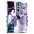thumbnail image 1 of Rosebono Compatible With Motorola Moto G Stylus 2021 Case, Hybrid Dual Layer Graphic Design Pattern Heavy Duty Protection Case For Motorola Moto G Stylus 2021 (Purple Flower), 1 of 4