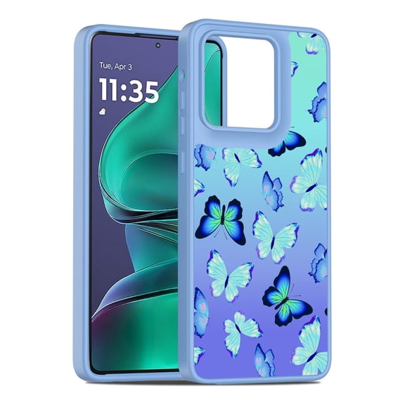 Rosebono Compatible With Motorola Moto G Stylus 2025 Case, Graphic Design Translucent Matte Gradient Transparent Soft TPU Skin Cover Protection Case (Butterfly)