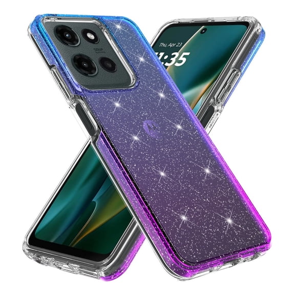 Rosebono Compatible With Motorola Moto G Stylus 2025 Case, Hybrid Glitter Sparkle Transparent Colorful Gradient TPU Skin Cover Protection Case (Blue/Purple)