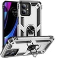 thumbnail image 1 of Rosebono Compatible With Motorola Moto G14 Case, Hybrid Slim Armor Cover Case With Adjustable Integrated 180 or 360 Degree Rotating Ring Kickstand For Motorola Moto G14 (Silver), 1 of 5