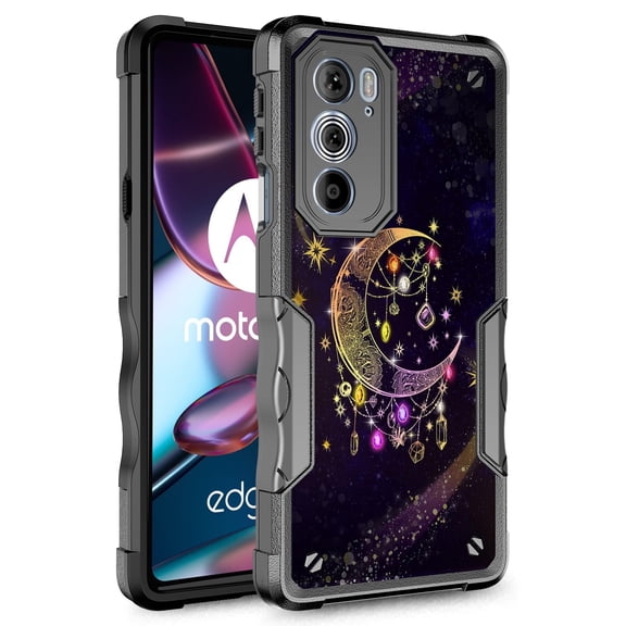 Rosebono Compatible With Motorola Moto G60/G60S Case, Hybrid Dual Layer Graphic Design Pattern Heavy Duty Protection Case For Motorola Moto G60/G60S (Wiccan)