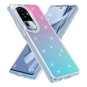 Rosebono Compatible With OPPO Reno 10 / Reno 10 Pro Case, Hybrid Glitter Sparkle Transparent Colorful Gradient TPU Skin Cover Protection Case Pink/Teal