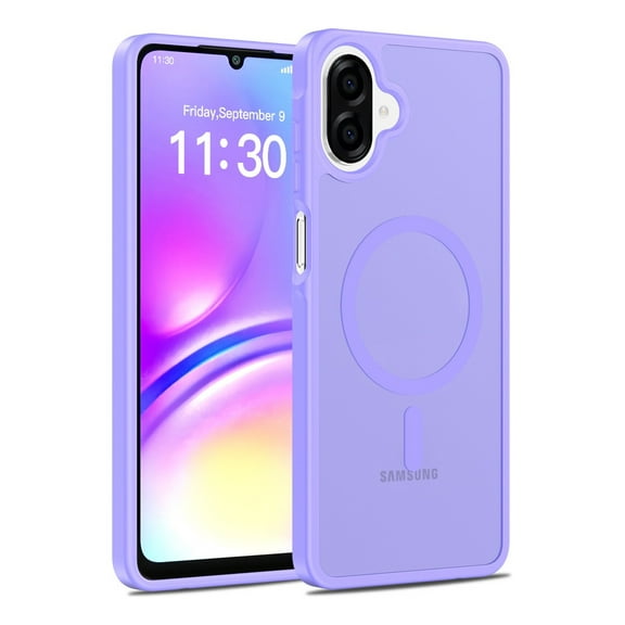 Rosebono Compatible With Samsung Galaxy A07/ Galaxy A06 Case, Magnetic Translucent Matte Hybrid Gradient Transparent Soft TPU Clear Skin Cover Protection Case (Purple)
