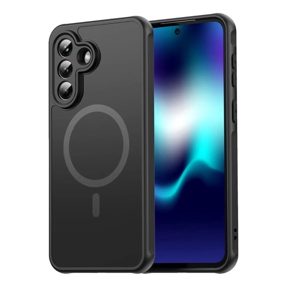 Rosebono Compatible Samsung Galaxy A37 Case, Magnetic Translucent Matte Hybrid Gradient Transparent Soft TPU Clear Skin Cover Protection Case (Black)