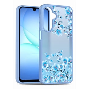 Rosebono Compatible With Samsung Galaxy A57 Case, Graphic Design Translucent Matte Gradient Transparent Soft TPU Skin Cover Protection Case (Blue Flower)