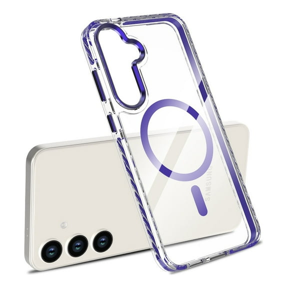 Rosebono Compatible With Samsung Galaxy S24 Case, Compatible with MagSafe Compatible with MagSafe Hybrid Gradient Transparent Soft TPU Clear Skin Cover Protection Case (Purple)