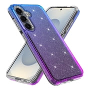 Rosebono Compatible With Samsung Galaxy S24 FE Case, Hybrid Glitter Sparkle Transparent Colorful Gradient TPU Skin Cover Protection Case Blue/Purple
