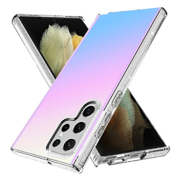 Rosebono Compatible with Samsung Galaxy S24 Ultra Case, Bling Glitter Sparkle Laser White Ultra Transparent Skin Cover Shockproof Case for Samsung Galaxy S24 Ultra