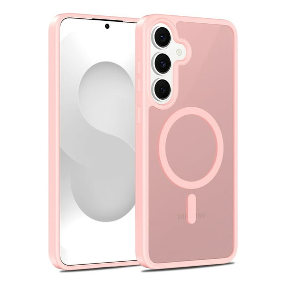 Rosebono Compatible With Samsung Galaxy S25 FE Case, Magnetic Translucent Matte Hybrid Gradient Transparent Soft TPU Clear Skin Cover Protection Case (Pink)
