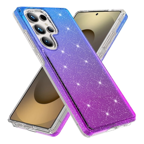 Rosebono Compatible With Samsung Galaxy S25 Ultra Case, Hybrid Glitter Sparkle Transparent Colorful Gradient TPU Skin Cover Protection Case (Blue/Purple)