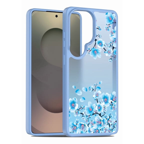 Rosebono Compatible With Samsung Galaxy S26 Ultra Case, Graphic Design Translucent Matte Gradient Transparent Soft TPU Skin Cover Protection Case (Blue Flower)