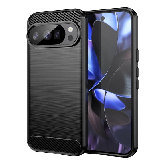 Rosebono Compatible With Google Pixel 10 Pro Carbon Fiber Texture Pattern TPU Case (Black)