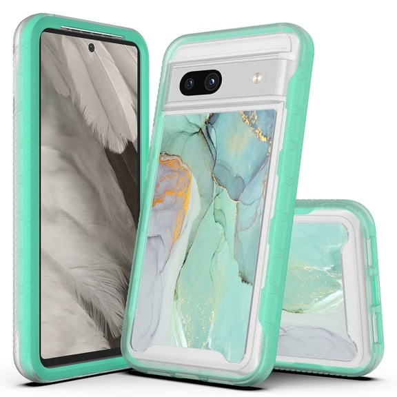 Rosebono Compatible With Google Pixel 8, Hybrid Graphic Design Pattern Cover Case (Green Marble)
