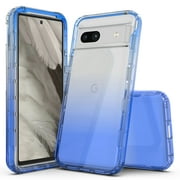 Rosebono Compatible With Google Pixel 8 Pro, Hybrid Gradient Transparent Soft TPU Clear Skin Cover Protection Case (Blue)