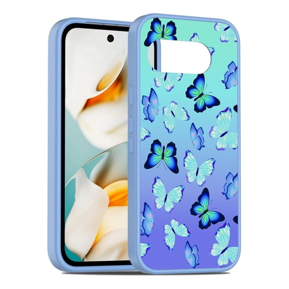 Rosebono Compatible With Google Pixel 9A Case, Graphic Design Translucent Matte Gradient Transparent Soft TPU Skin Cover Protection Case (Butterfly)
