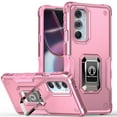 thumbnail image 1 of Rosebono Compatible With Motorola Edge 2022 Case, Hybrid Metal Ring Magnetic Support Kickstand Protective Defender Armor Cover Case (Pink), 1 of 5