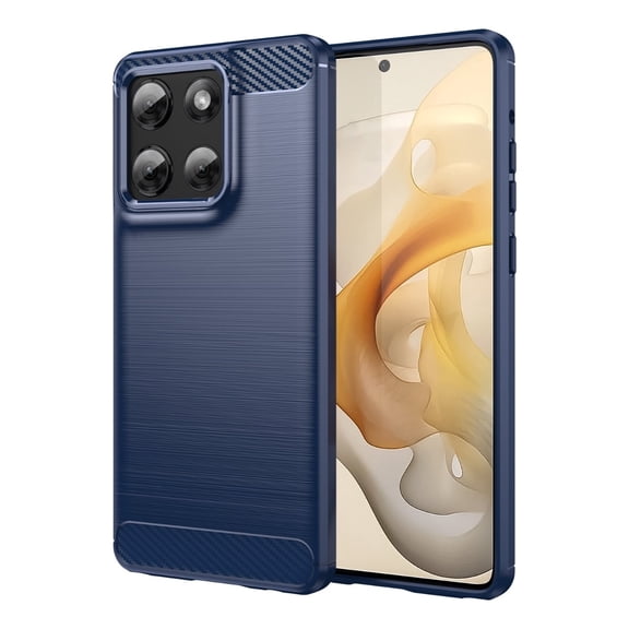 Rosebono Compatible With Motorola Edge 2025 Carbon Fiber Texture Pattern TPU Case (Navy)