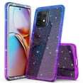 thumbnail image 1 of Rosebono Compatible With Motorola Edge Plus 2023 / X40 / X40 Pro, Hybrid Glitter Sparkle Transparent Colorful Gradient TPU Skin Cover Protection Case (Blue/Purple), 1 of 4