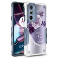 thumbnail image 1 of Rosebono Compatible With Motorola Moto E20/E40 Case, Hybrid Dual Layer Graphic Design Pattern Heavy Duty Protection Case For Motorola Moto E20/E40 (Purple Flower), 1 of 4